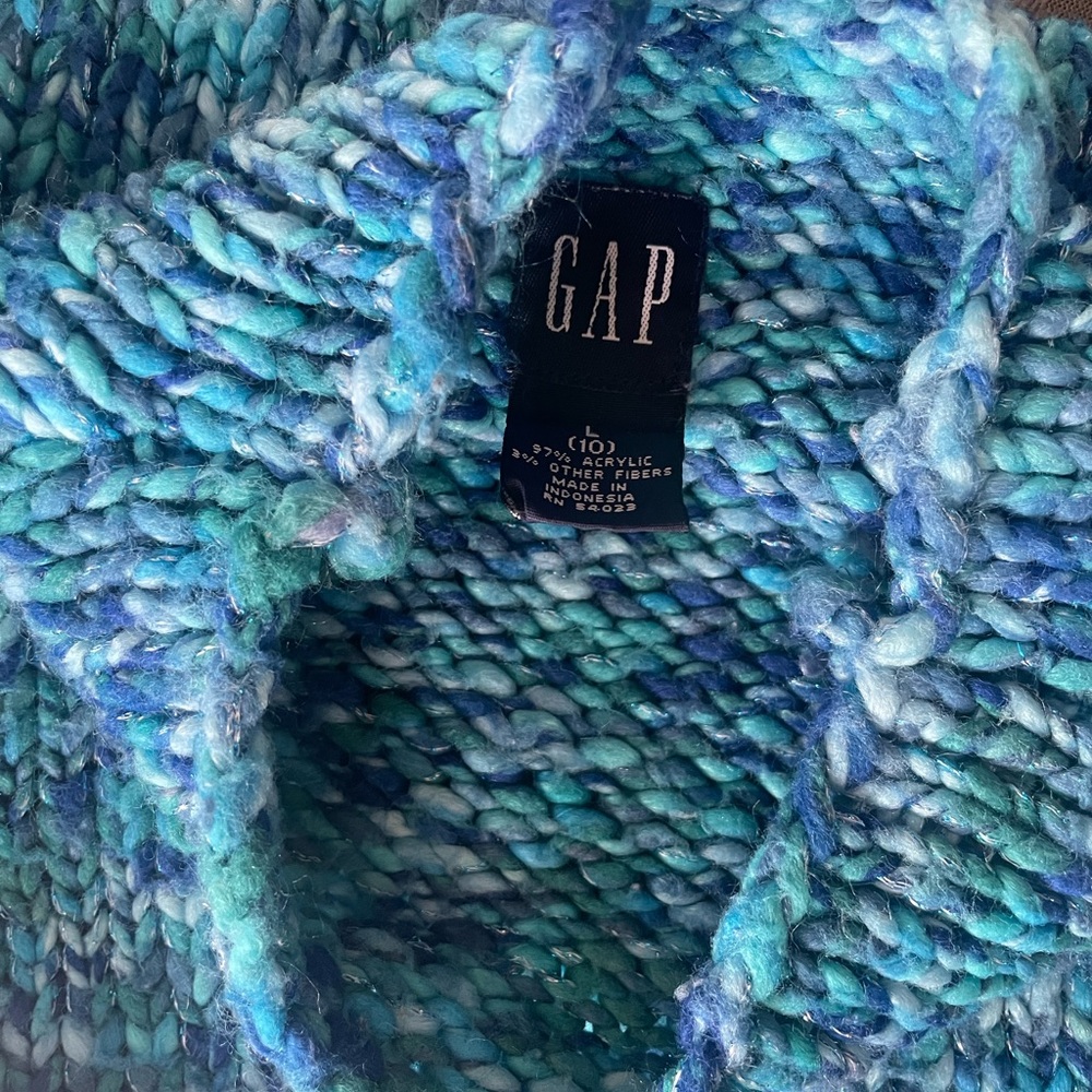 GAP Blue Cowl Neck Sweater with Chunky Knit